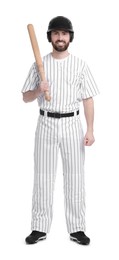 Baseball player with bat on white background