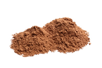 Photo of Cocoa powder on white background