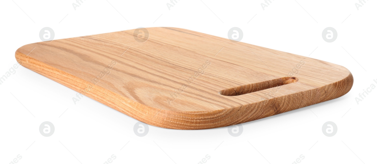 Photo of One wooden cutting board on white background