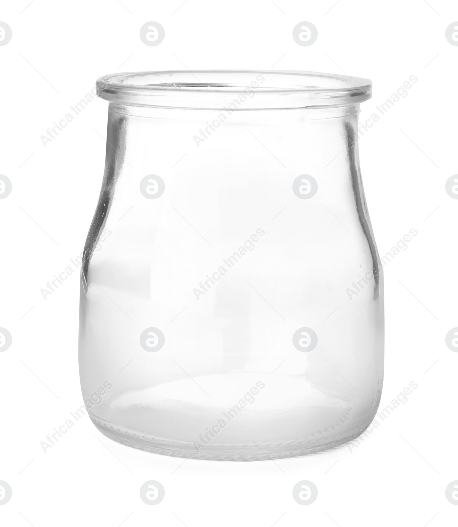 Photo of Open empty glass jar isolated on white