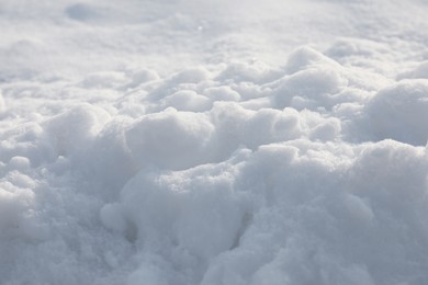 White snow as background, closeup. Winter season