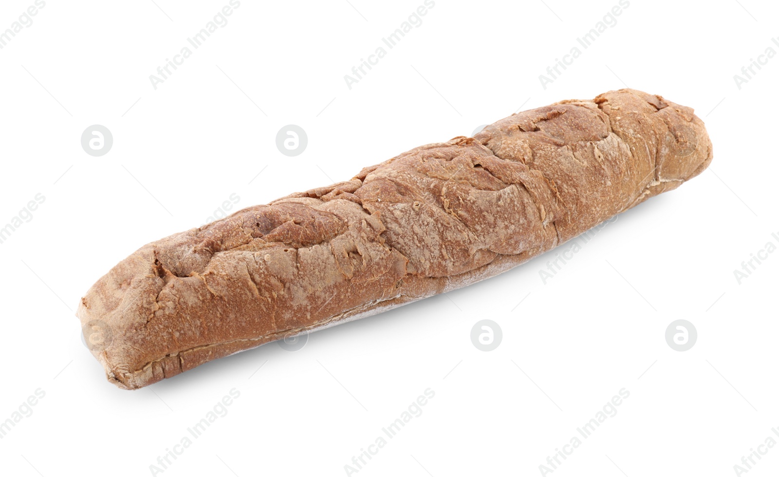 Photo of Tasty rye baguette isolated on white. Fresh bread