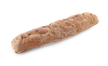 Photo of Tasty rye baguette isolated on white. Fresh bread