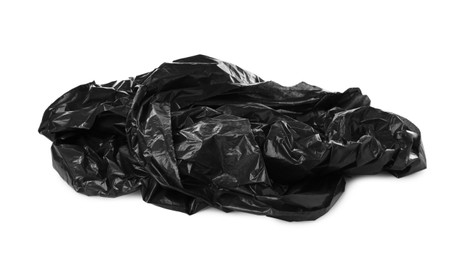 Used black plastic bag isolated on white