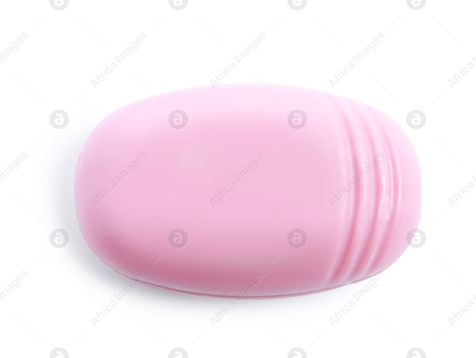 Photo of Soap bar on white background, top view