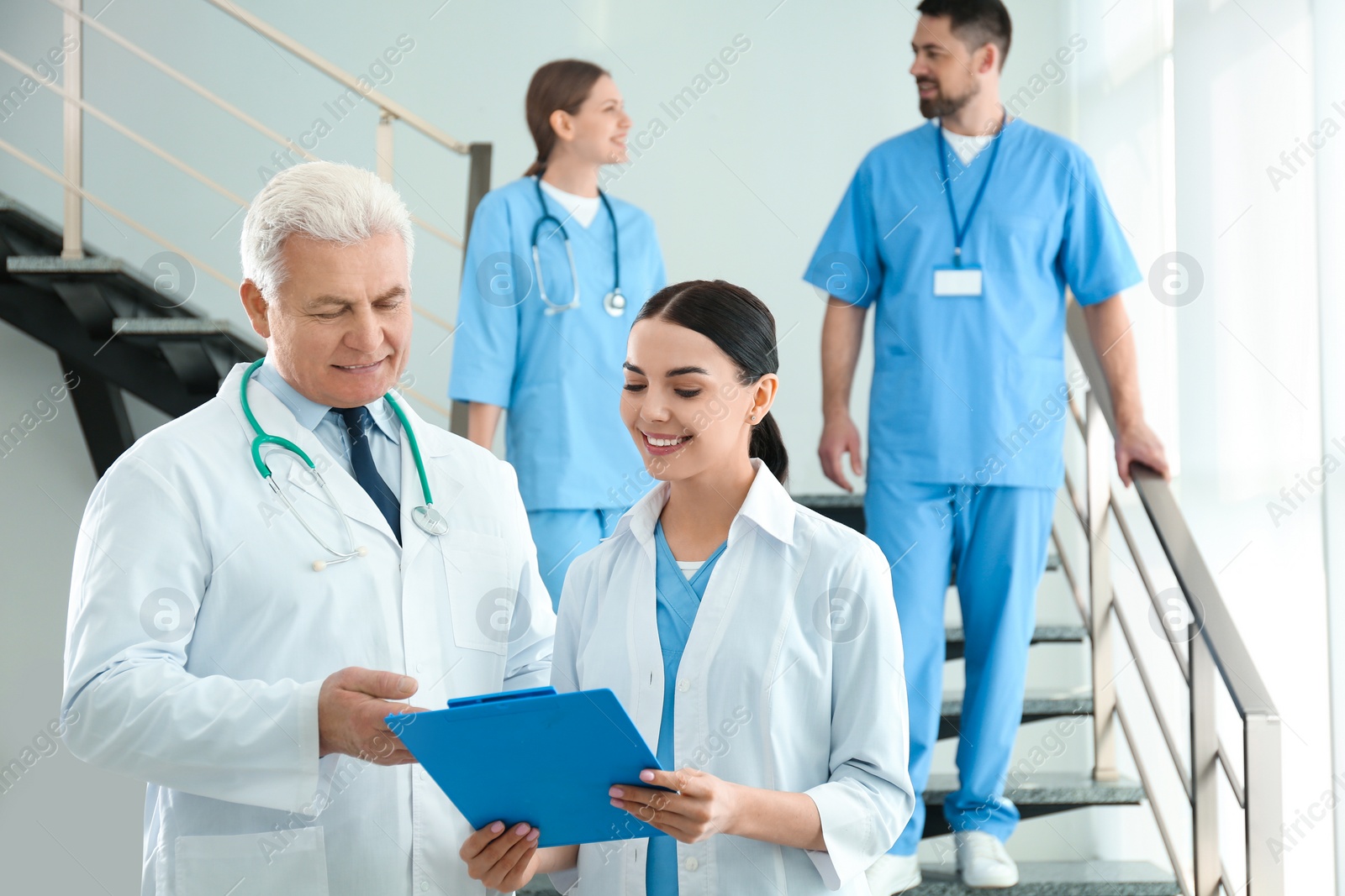 Photo of Group of doctors in clinic. Medical service