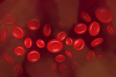 Image of Illustration of red blood cells (erythrocytes) in motion