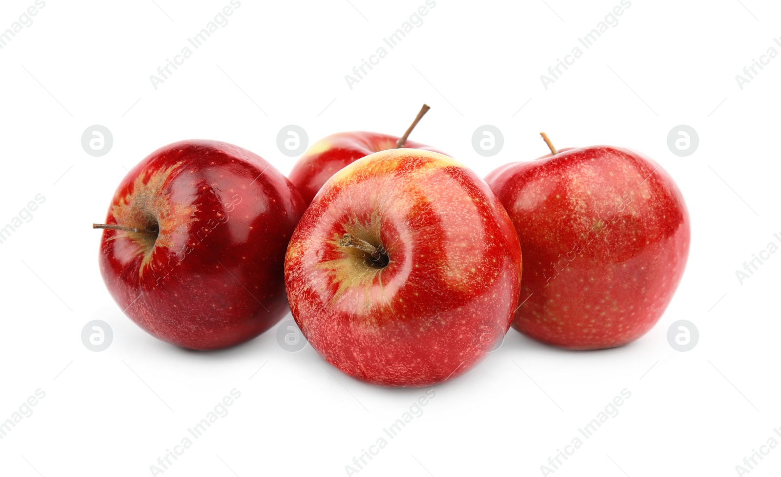 Photo of Ripe juicy red apples on white background