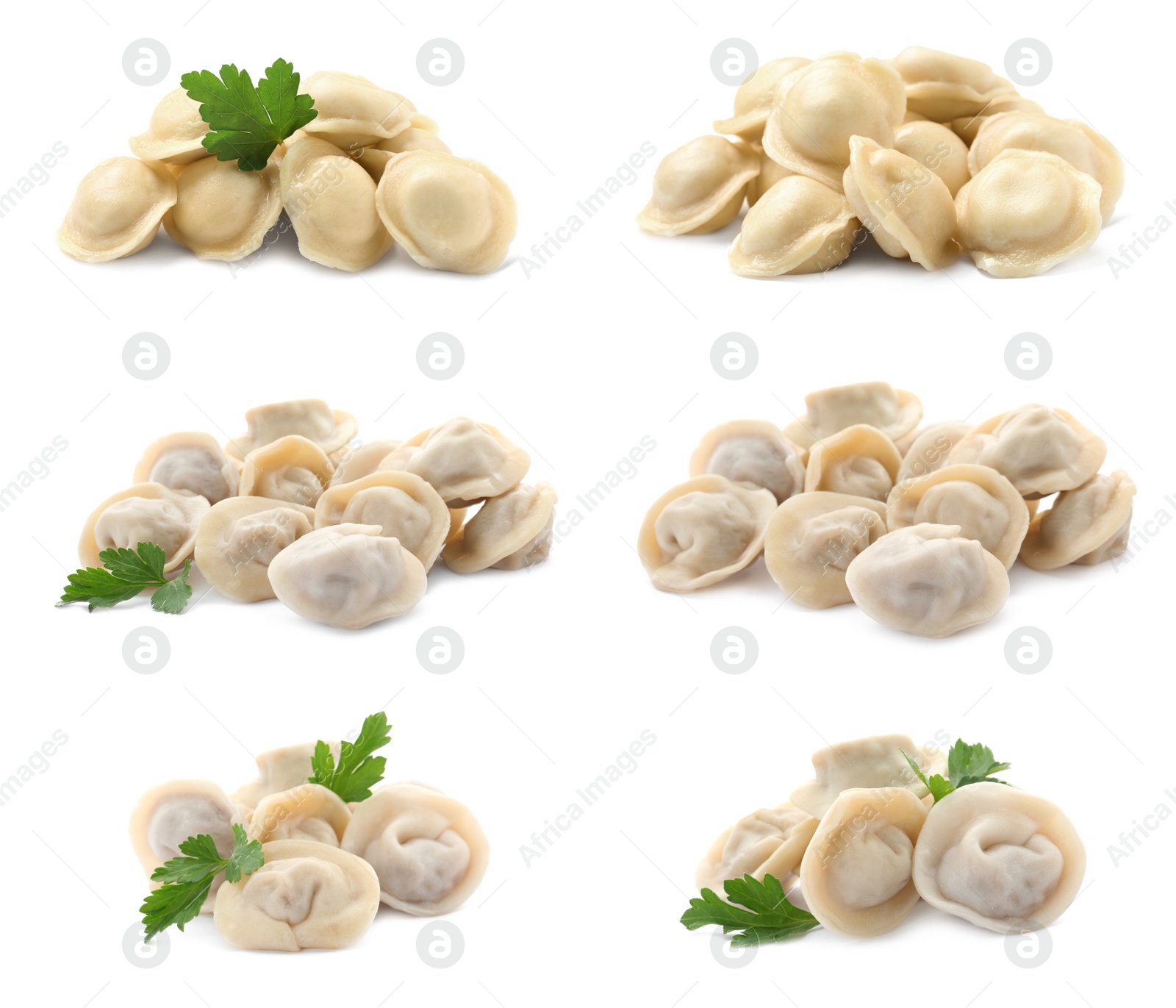 Image of Set of tasty dumplings isolated on white