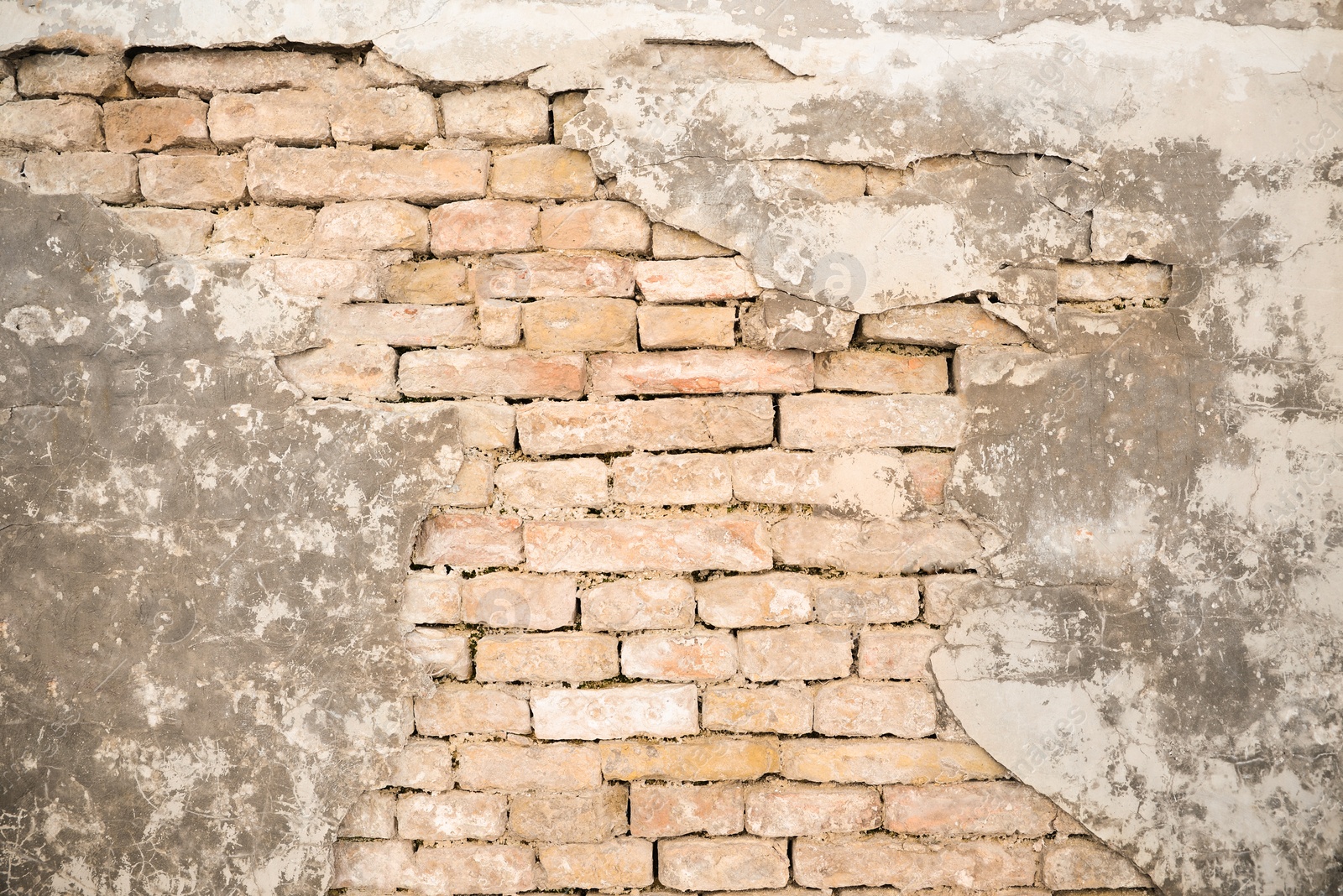 Photo of Texture of old white brick wall as background, closeup view