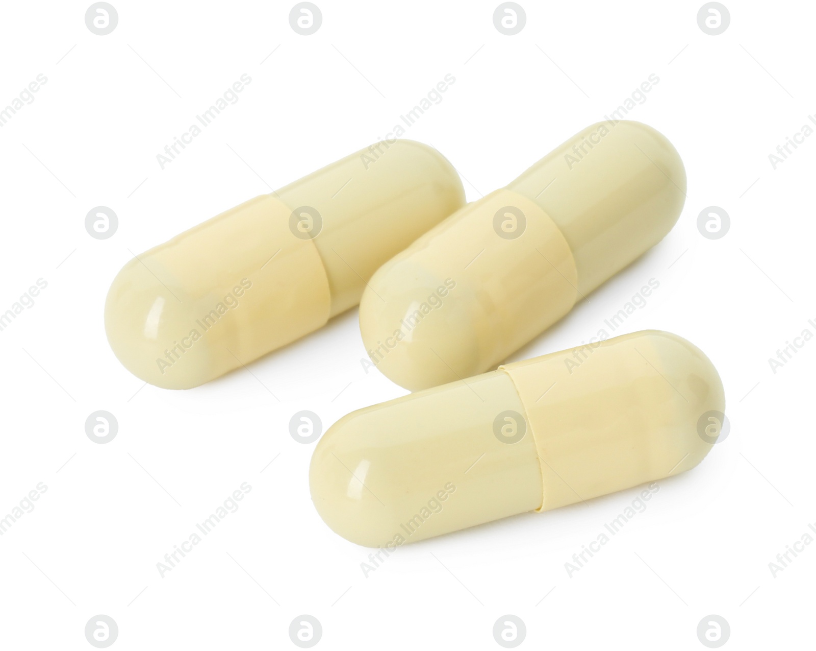 Photo of Vitamin capsules isolated on white. Health supplement