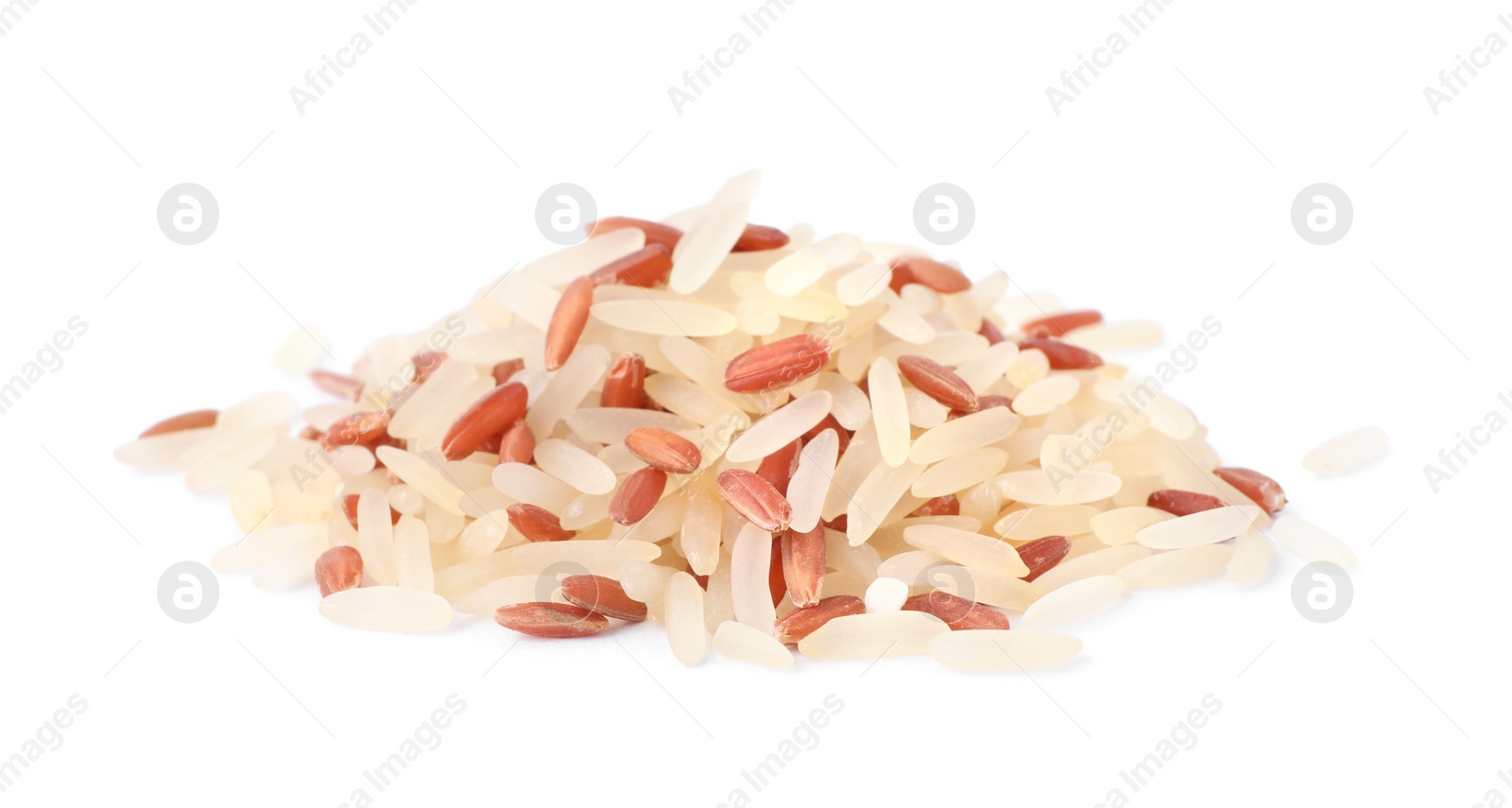 Photo of Mix of brown and polished rice isolated on white