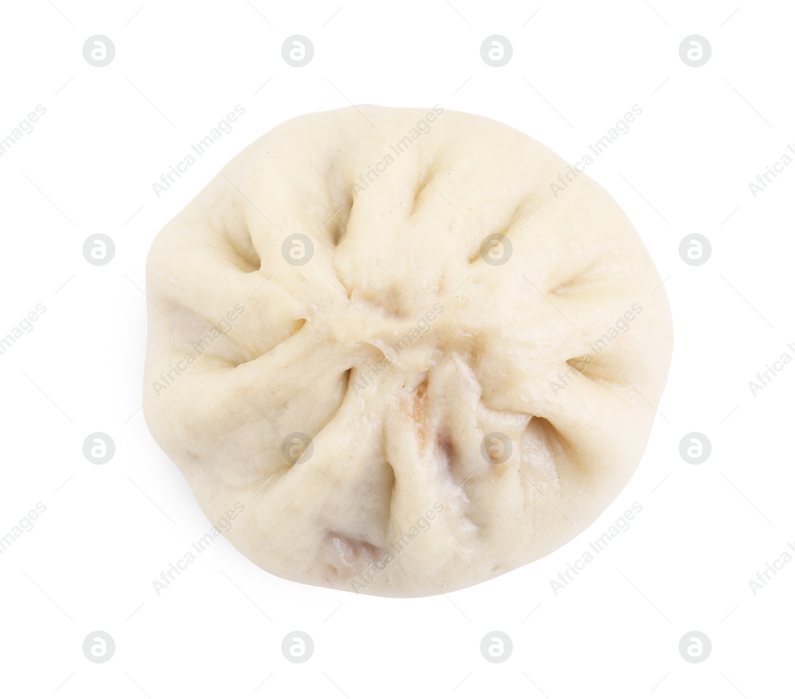 Photo of Delicious bao bun (baozi) isolated on white, top view