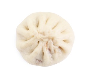 Photo of Delicious bao bun (baozi) isolated on white, top view
