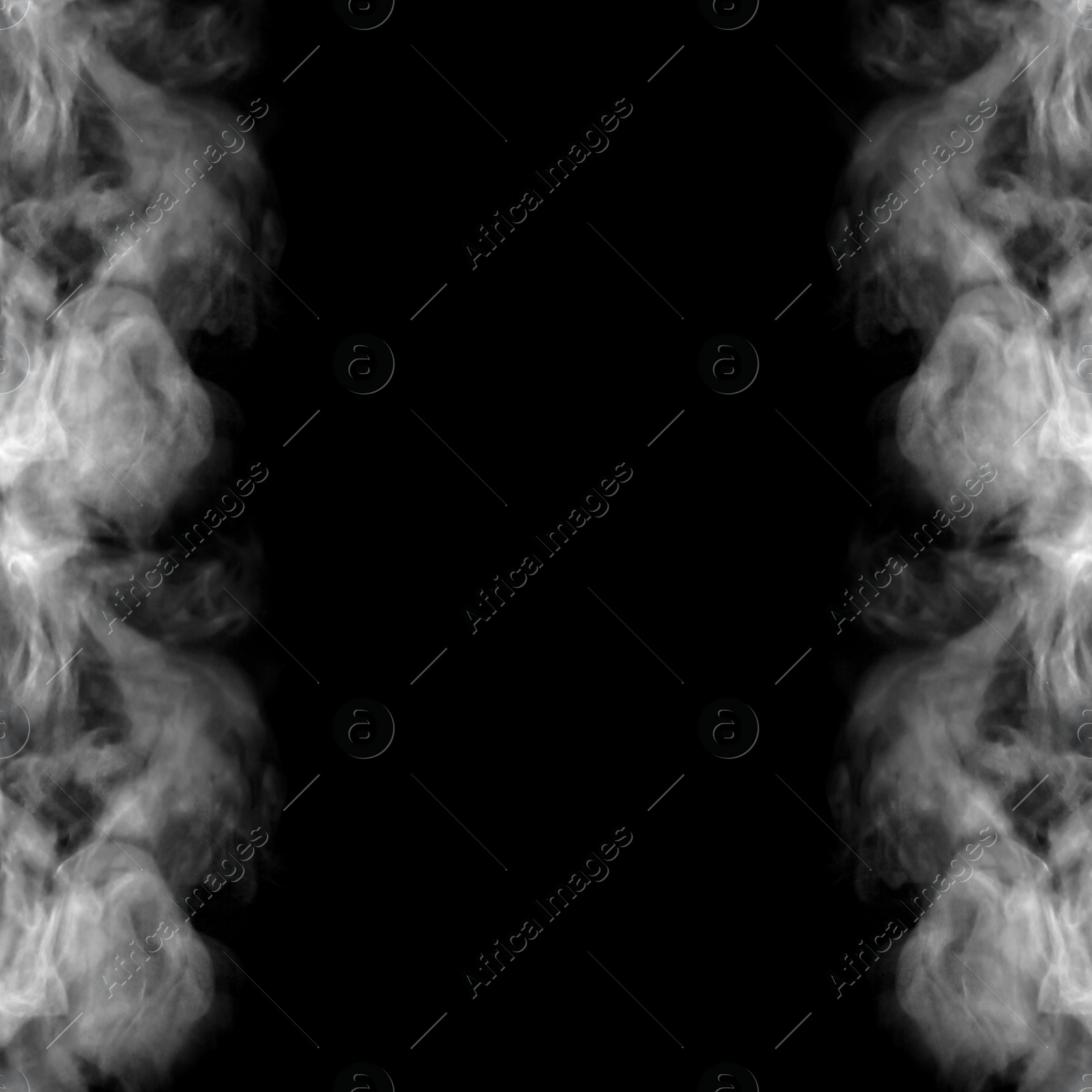 Image of Frame of smoke on black background, space for text