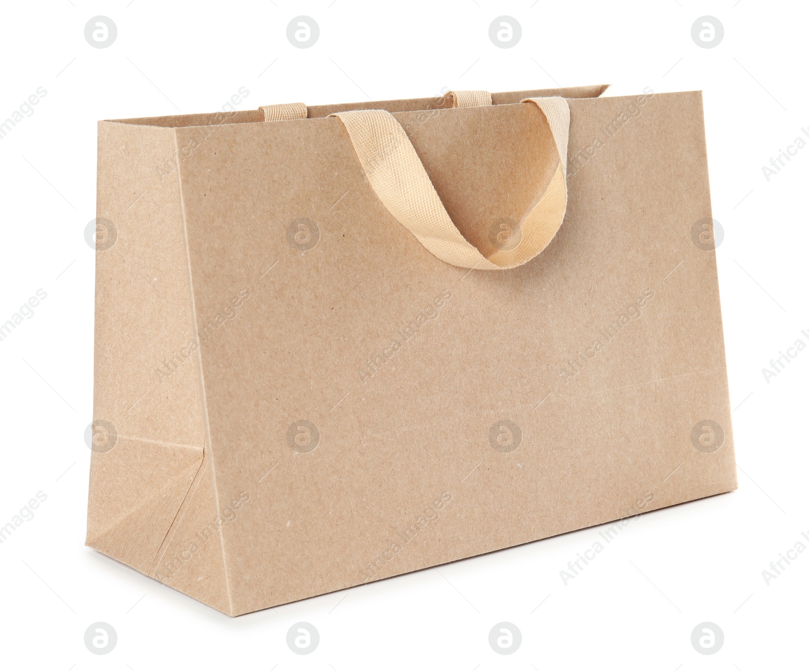 Photo of Paper shopping bag isolated on white. Mock up for design