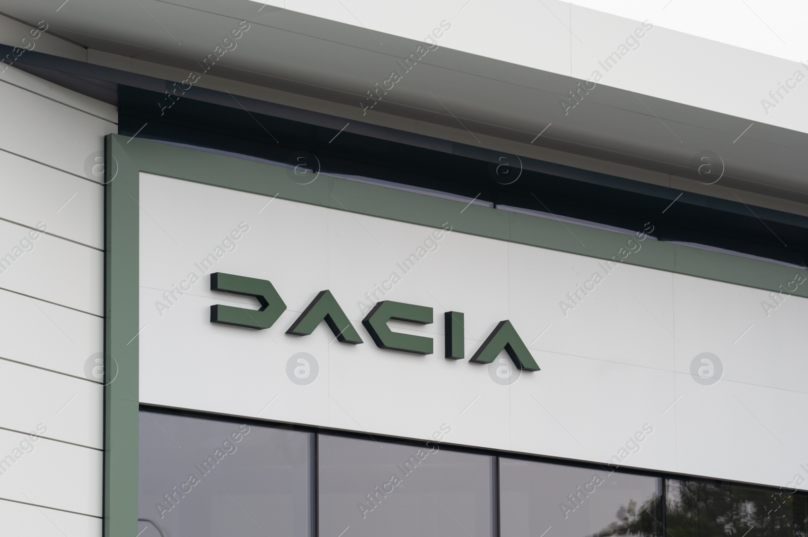 Photo of Warsaw, Poland - September 10, 2022: Beautiful modern Dacia logo on building