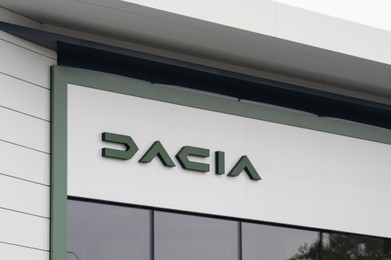Warsaw, Poland - September 10, 2022: Beautiful modern Dacia logo on building