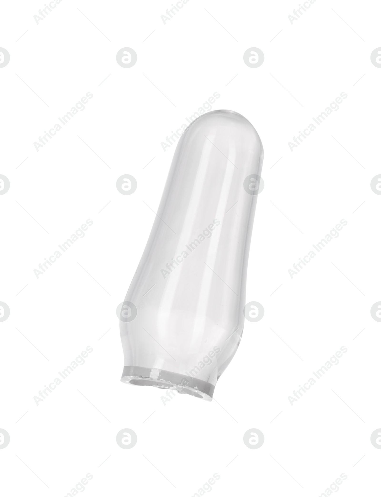 Photo of Conical tip of open glass ampoule isolated on white