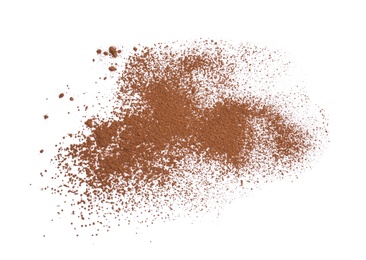 Cocoa powder on white background