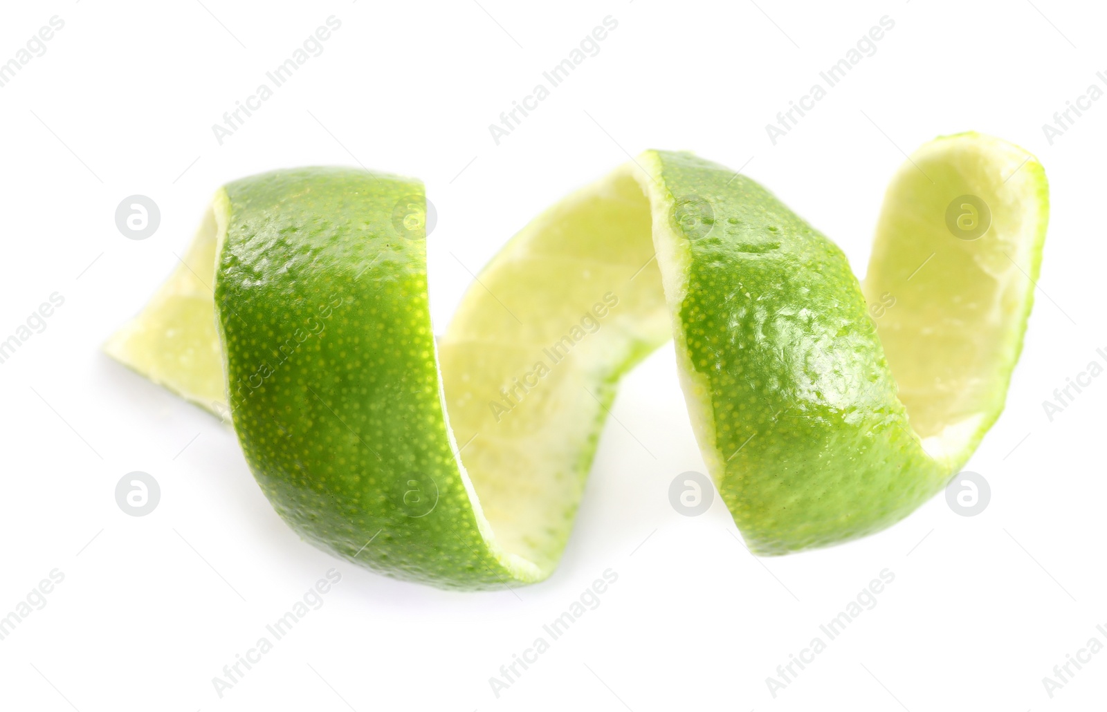 Photo of Peel of fresh ripe lime on white background