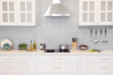 Blurred view of modern kitchen. Interior design