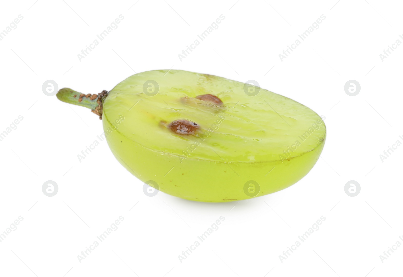 Photo of Half of delicious ripe green grape isolated on white