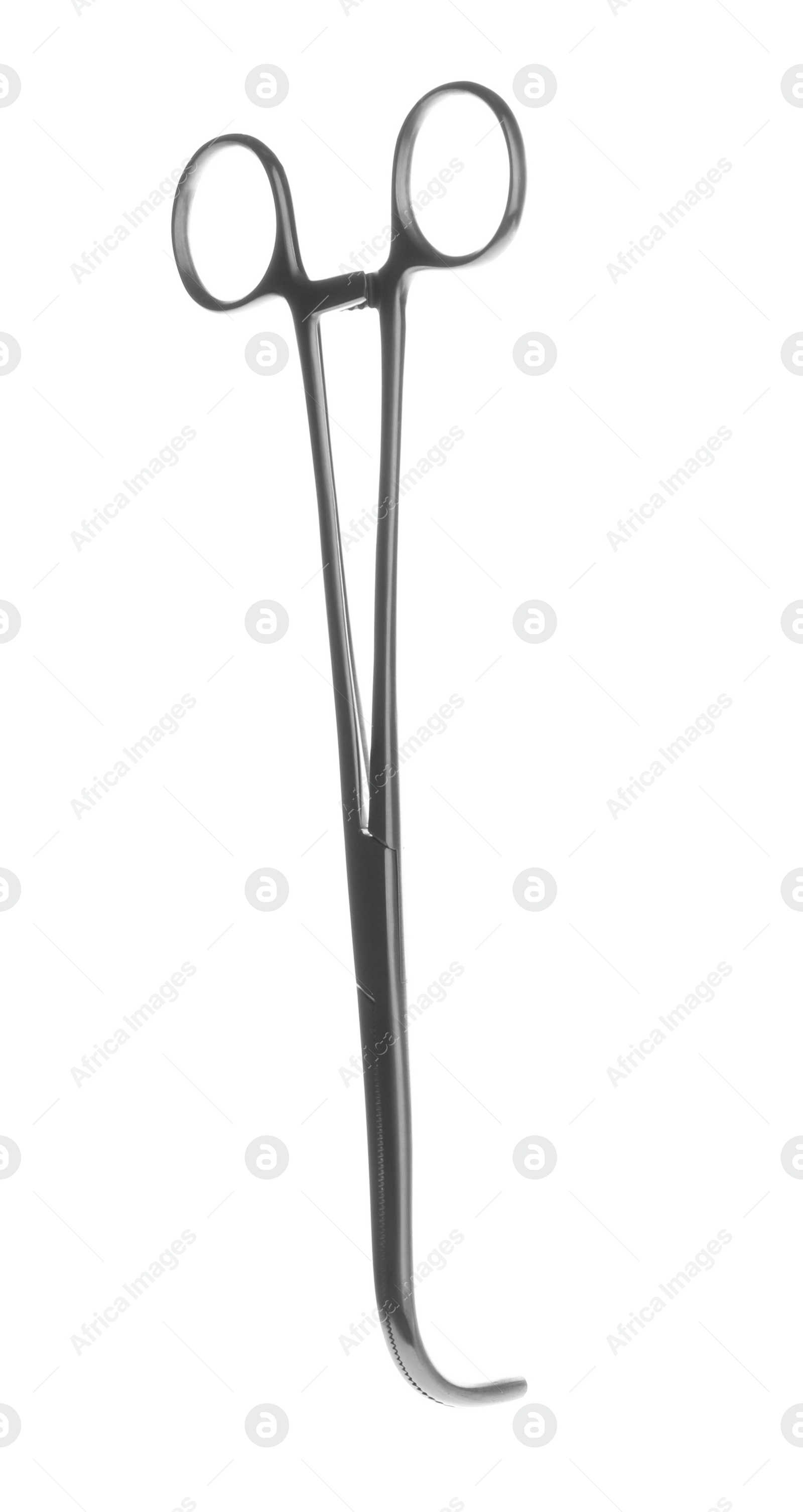 Photo of Surgical forceps on white background. Medical instrument