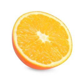 Photo of Citrus fruit. Half of fresh orange isolated on white