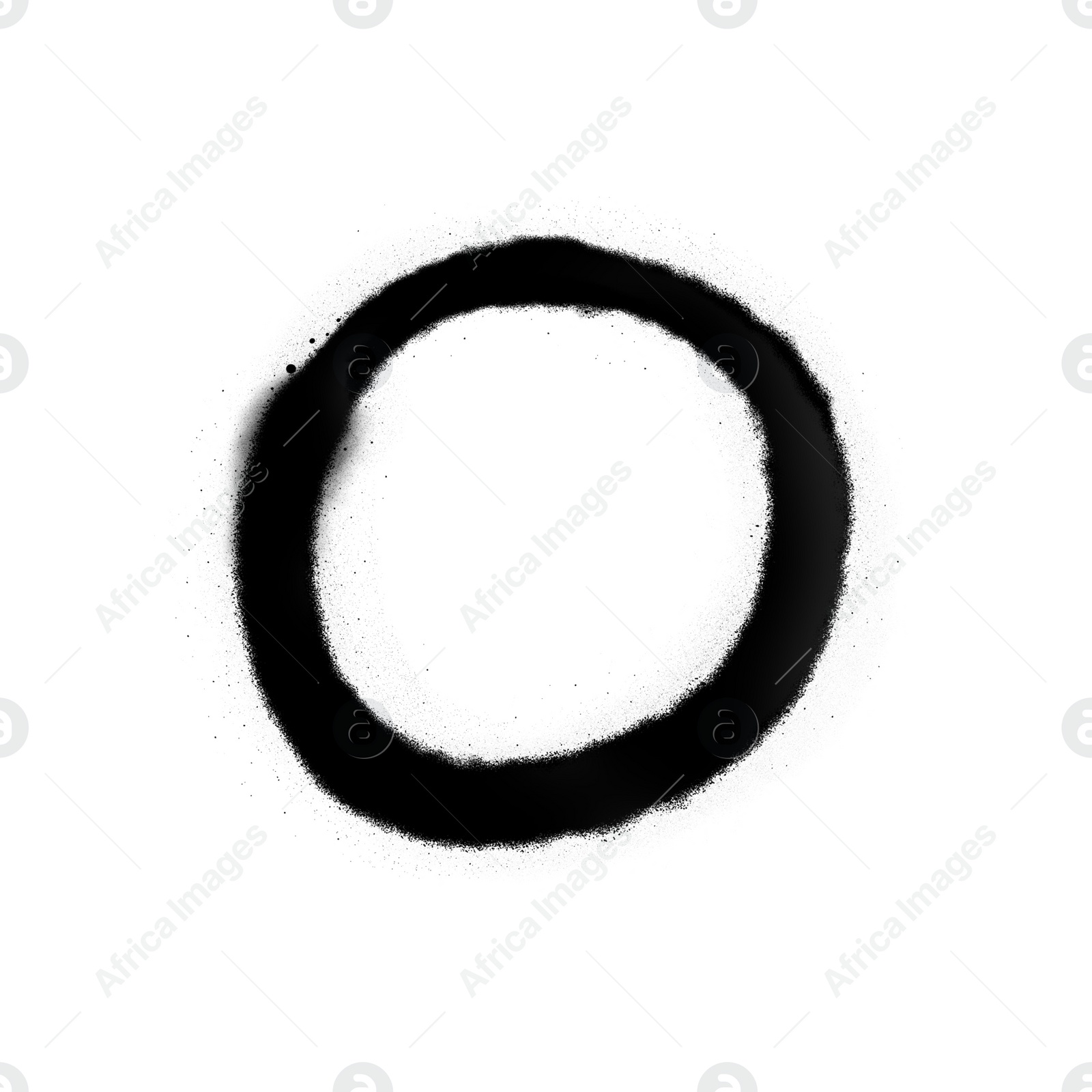 Illustration of Circle drawn by black spray paint on white background
