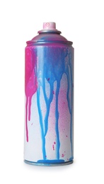 Photo of Used can of spray paint on white background