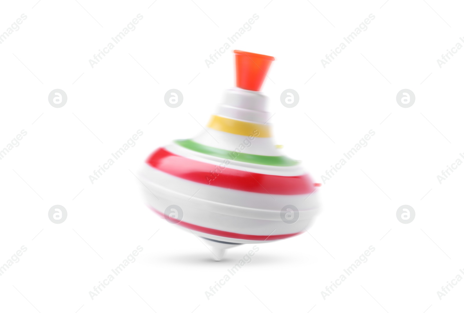 Image of One spinning top in motion on white background. Toy whirligig
