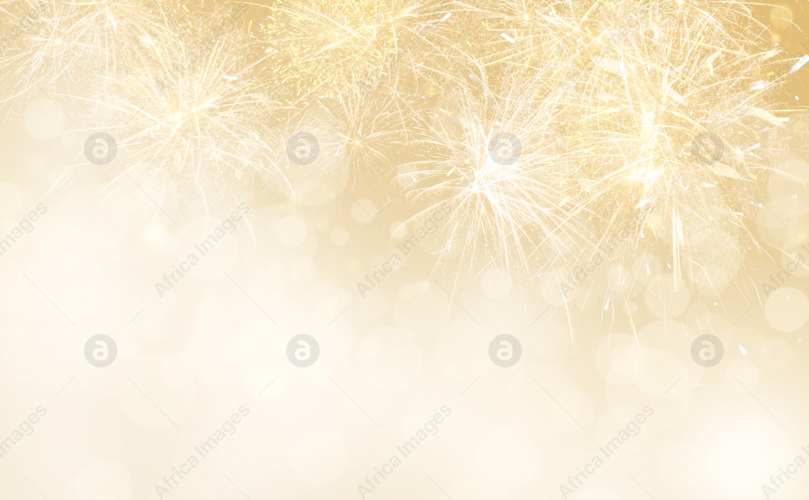 Image of Abstract festive background with fireworks, bokeh effect. New Year celebration