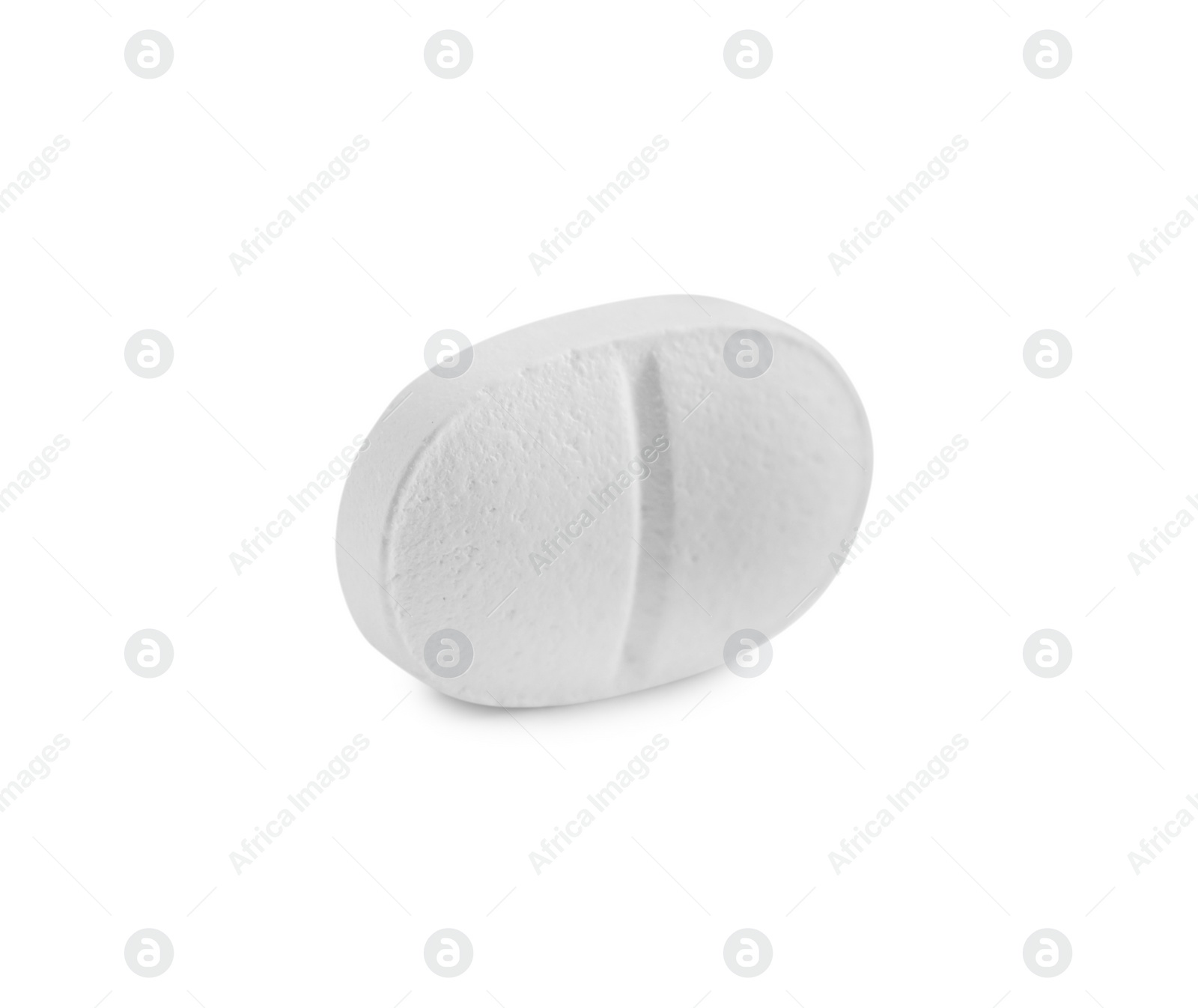 Photo of One pill on white background. Medicinal treatment