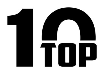 Illustration of Top ten list. Black word and number 10 on white background