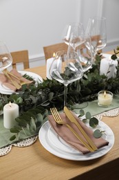 Photo of Stylish elegant table setting for festive dinner indoors