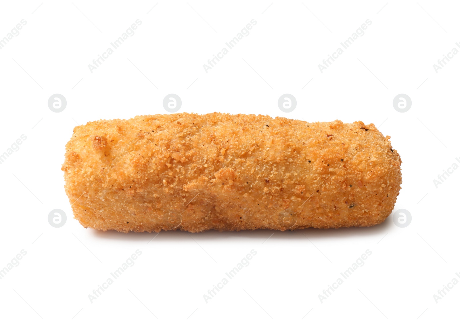 Photo of Tasty crispy cheese stick on white background