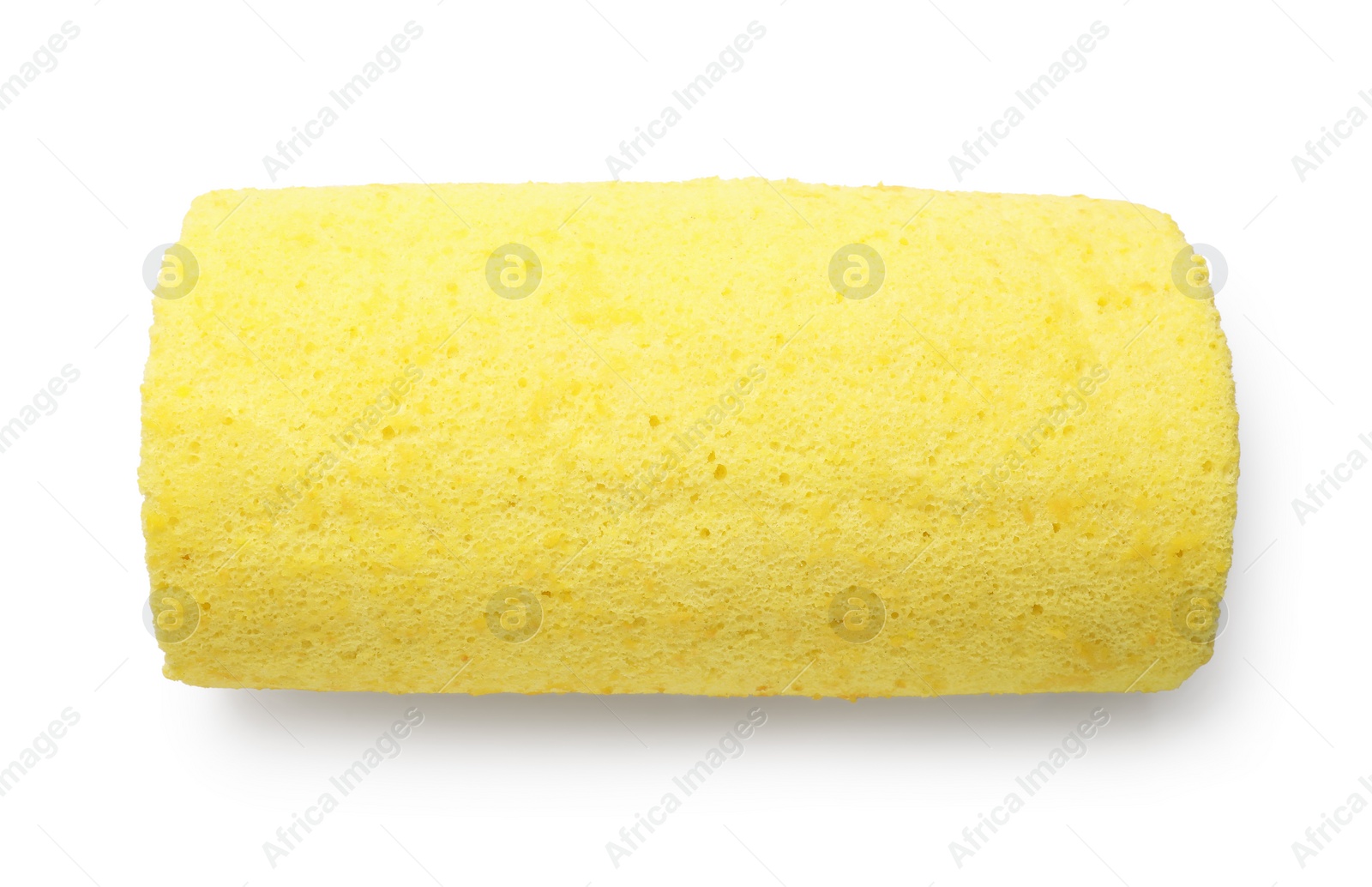 Photo of One delicious cake roll isolated on white, top view