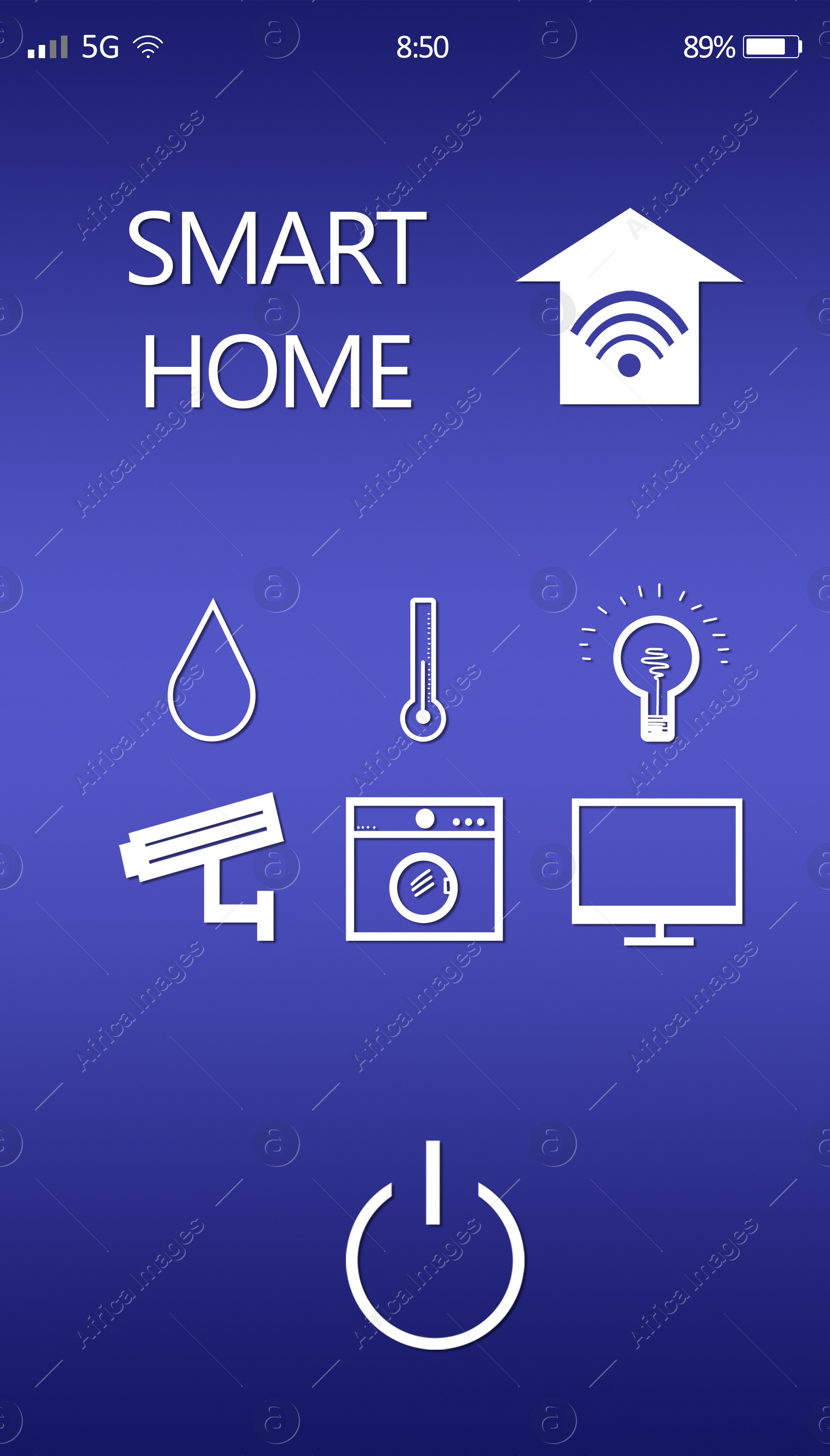 Illustration of Smart home application for mobile phone, illustration. Automatic technology