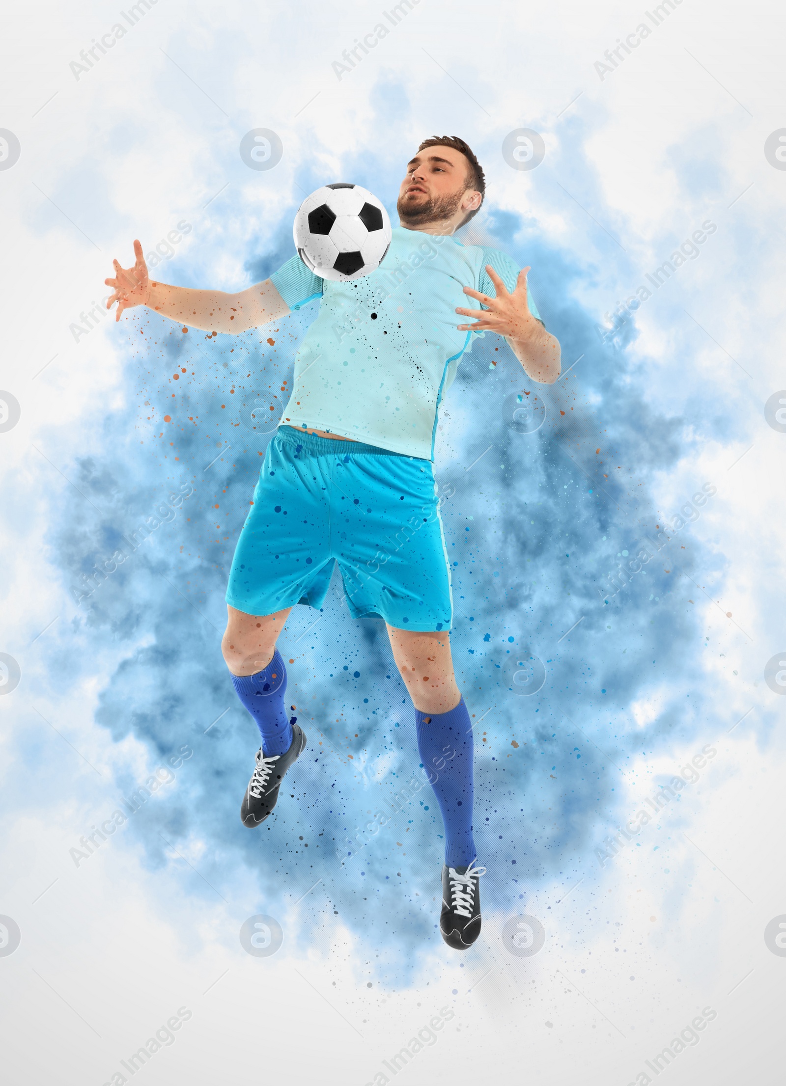 Image of Shot of football player in action. Creative design