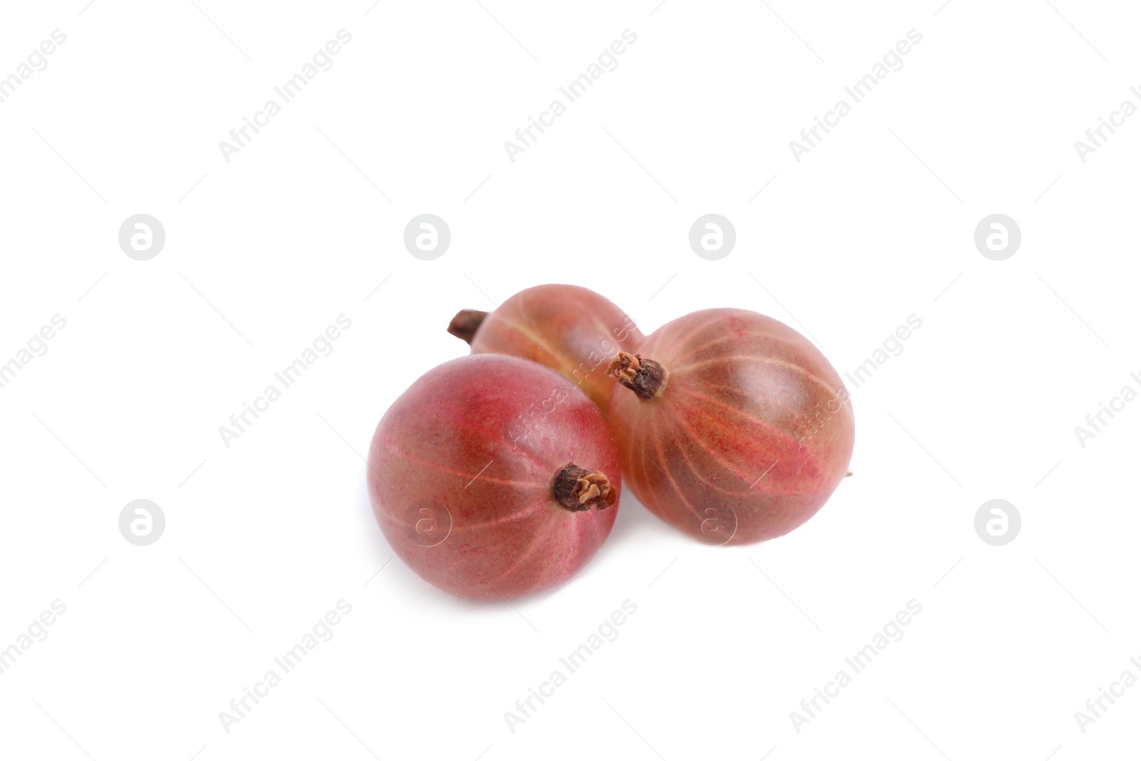 Photo of Three fresh ripe gooseberries isolated on white