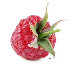 Photo of One tasty ripe raspberry isolated on white