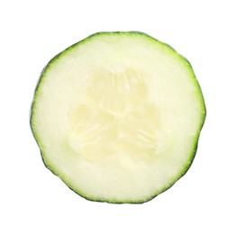 Photo of Slice of fresh cucumber isolated on white