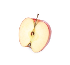 Photo of Half of ripe red apple on white background