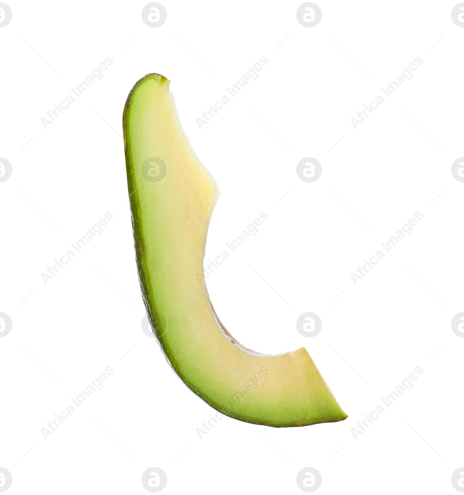 Photo of Slice of ripe avocado isolated on white