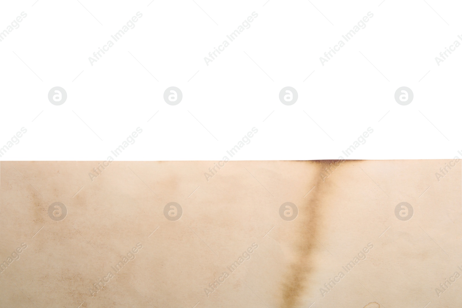Photo of Sheet of old paper isolated on white, top view. Space for text
