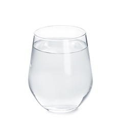 Glass with fresh water on white background