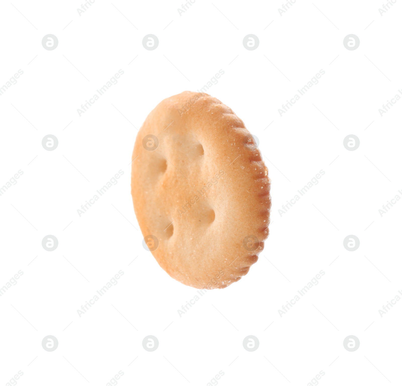 Photo of Crispy cracker isolated on white. Delicious snack