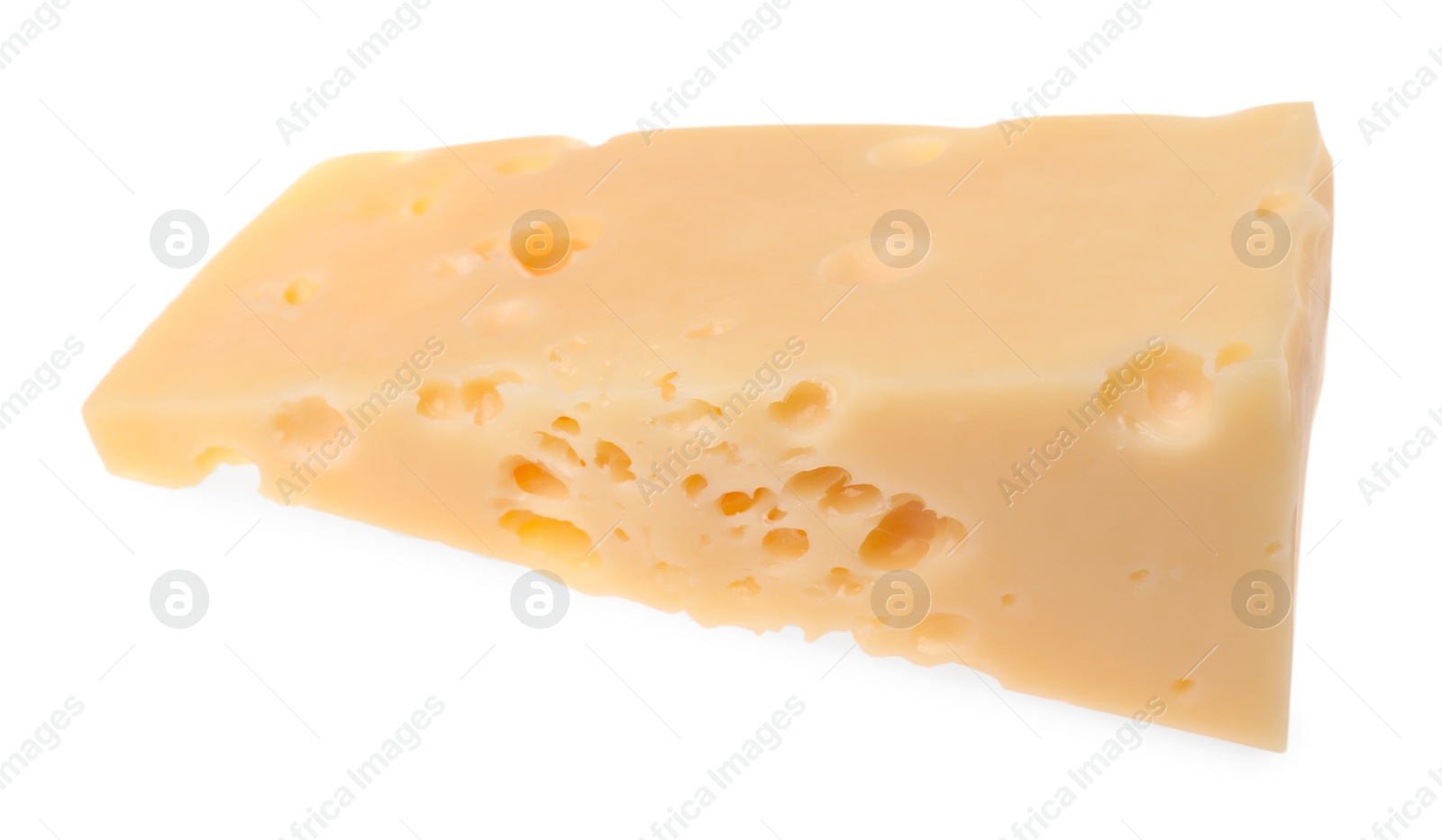 Photo of Piece of tasty cheese isolated on white