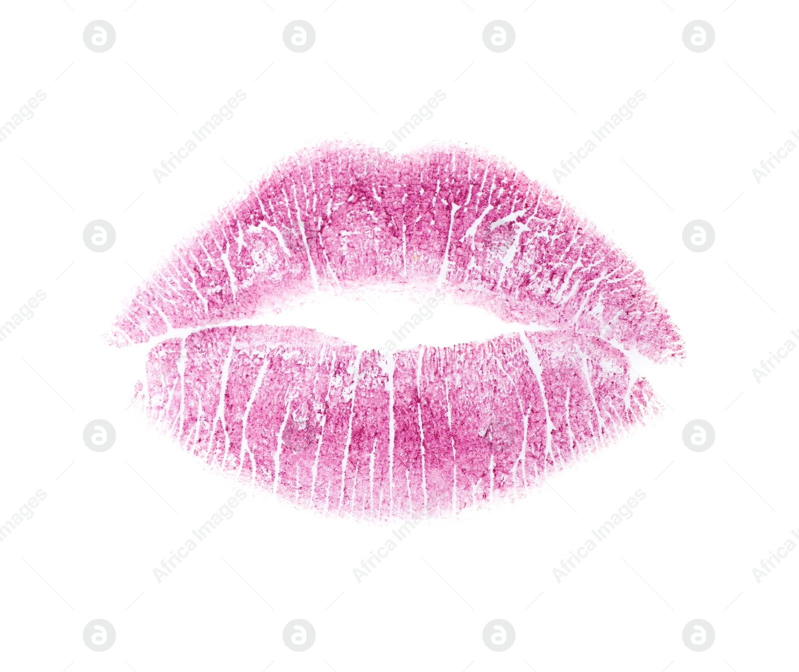 Photo of Color lipstick kiss mark on white background